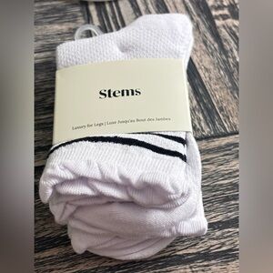 Stems 2 Pack White and Black Striped Women's Cotton Socks